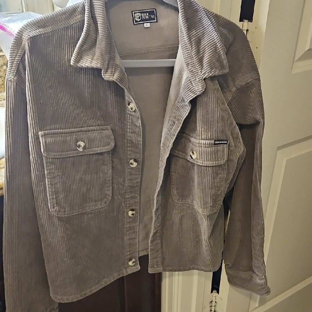 Born Primitive Women's Taupe Corduroy Utility Jacket Womens Size Xl Nwot